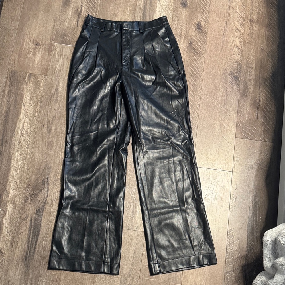 7 For All Mankind Black Leather Pants